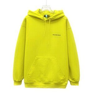 Balenciaga Yellow logo print cotton hooded drawstring sweatshirt